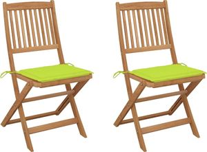 vidaXL Składane krzesła ogrodowe z poduszkami, 2 szt., drewno akacjowe (3064655) 1