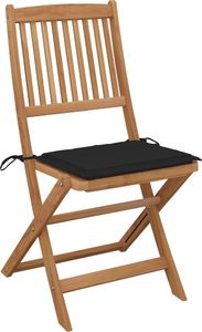 vidaXL Składane krzesła ogrodowe z poduszkami, 4 szt., drewno akacjowe (3064678) 2
