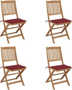 vidaXL Składane krzesła ogrodowe z poduszkami, 4 szt., drewno akacjowe (3064680) 1