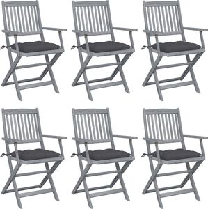 vidaXL Składane krzesła ogrodowe, 6 szt., z poduszkami, akacjowe (3065422) 1