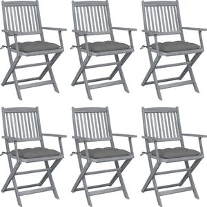 vidaXL Składane krzesła ogrodowe, 6 szt., z poduszkami, akacjowe (3065423) 1