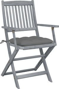 vidaXL Składane krzesła ogrodowe, 6 szt., z poduszkami, akacjowe (3065423) 3