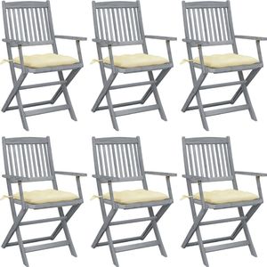 vidaXL Składane krzesła ogrodowe, 6 szt., z poduszkami, akacjowe (3065424) 1