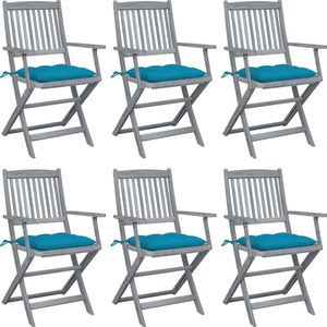 vidaXL Składane krzesła ogrodowe, 6 szt., z poduszkami, akacjowe (3065426) 1