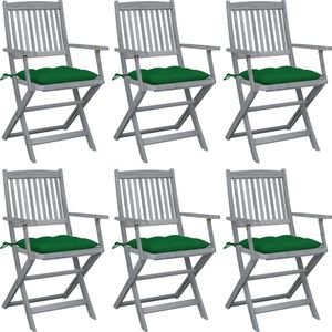 vidaXL Składane krzesła ogrodowe, 6 szt., z poduszkami, akacjowe (3065427) 1