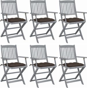 vidaXL Składane krzesła ogrodowe, 6 szt., z poduszkami, akacjowe (3065430) 1