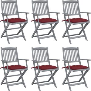 vidaXL Składane krzesła ogrodowe, 6 szt., z poduszkami, akacjowe 1