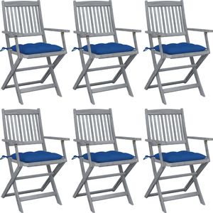 vidaXL Składane krzesła ogrodowe, 6 szt., z poduszkami, akacjowe (3065432) 1