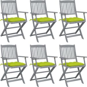 vidaXL Składane krzesła ogrodowe, 6 szt., z poduszkami, akacjowe (3065433) 1