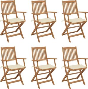 vidaXL Składane krzesła ogrodowe z poduszkami, 6 szt., drewno akacjowe (3065463) 1