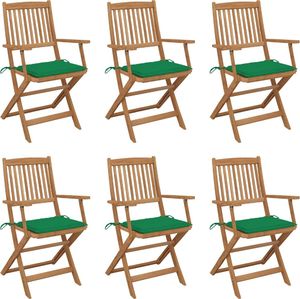 vidaXL Składane krzesła ogrodowe z poduszkami, 6 szt., drewno akacjowe (3065466) 1