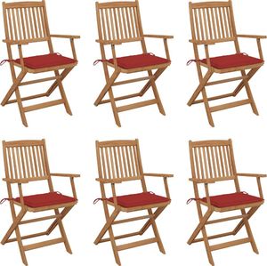 vidaXL Składane krzesła ogrodowe z poduszkami, 6 szt., drewno akacjowe (3065467) 1
