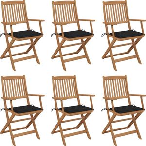 vidaXL Składane krzesła ogrodowe z poduszkami, 6 szt., drewno akacjowe (3065468) 1