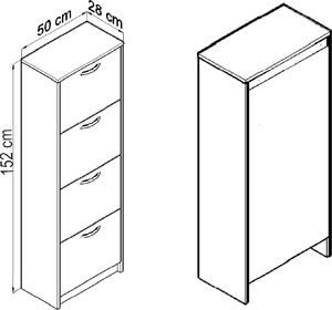 Bestseller Szafka na buty K025 Biały 152x50x28 cm 3