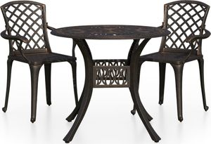 vidaXL Zestaw mebli bistro ze stopu aluminium, brązowy 3-cz. 2