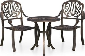 vidaXL Zestaw mebli bistro ze stopu aluminium, brązowy 3-cz. 2