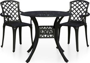 vidaXL Zestaw mebli bistro ze stopu aluminium, czarny 3-cz. 2