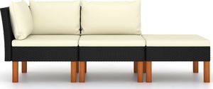 vidaXL 3-cz. zestaw wypoczynkowy do ogrodu rattan PE i eukaliptus 2