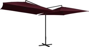 vidaXL Podwójny parasol na stalowym słupku 250x250cm bordowy 1