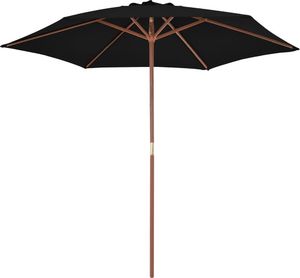 vidaXL VidaXL Parasol ogrodowy na drewnianym słupku, czarny, 270 cm 3