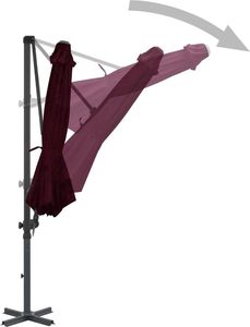 vidaXL Parasol wiszący z aluminiowym słupkiem czerwony 300 cm 3