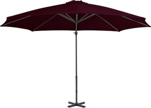 vidaXL Parasol wiszący z aluminiowym słupkiem czerwony 300 cm 4