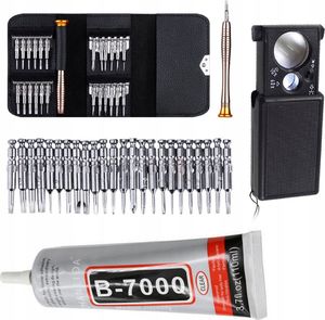 Techrebal Smart Pack #3 Zestaw precyzyjnych śrubokrętów 25w1, Klej B-7000 110ml, Lupa kieszonkowa 30x/60x 1