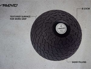 Avento Piłka slam ball z teksturowaną powierzchnią, 4 kg, czarna 2