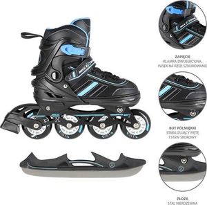 Rolki Nils Extreme NH18191 z wymienną płozą regulowane czarne r. 29-33 3