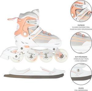 Rolki Nils Extreme NH18190 z wymienną płozą regulowane białe r. 39-43 4