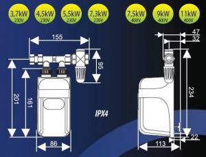 Przepływowy podgrzewacz wody Dafi POZ03138 11 kW 0.6 MPa (POZ03138) 3
