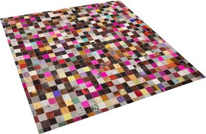 Beliani Dywan patchwork skórzany 200 x 200 cm wielokolorowy ENNE 1