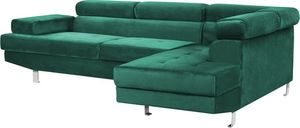 Beliani Narożnik welurowy lewostronny zielony NORREA 2
