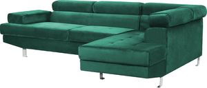 Beliani Narożnik welurowy lewostronny zielony NORREA 3