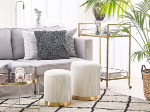 Beliani Zestaw 2 pufów ze schowkiem biały MIRAMAR 2