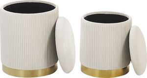 Beliani Zestaw 2 pufów ze schowkiem biały MIRAMAR 3