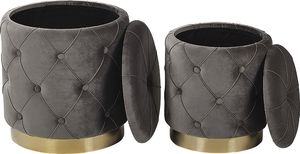 Beliani Zestaw 2 pufów ze schowkiem szary PUEBLO 2