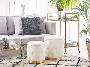 Beliani Zestaw 2 pufów ze schowkiem biały PUEBLO 2