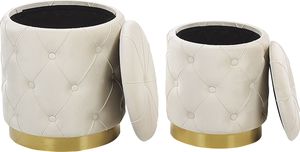 Beliani Zestaw 2 pufów ze schowkiem biały PUEBLO 3