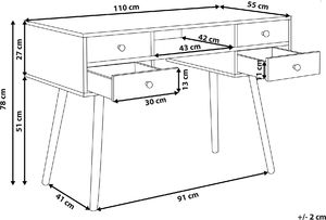 Biurko Beliani Białe 110 cm x 55 cm 7