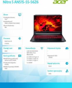Laptop Acer Laptop Nitro 5 AN515-55 (NH.QB0EP.001) / 8 GB RAM / 2 TB SSD PCIe 19