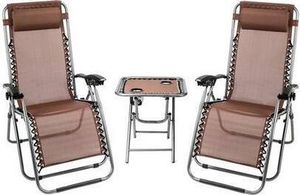 Odense Leżak Plażowy składany grawitacyjny Brązowy 2