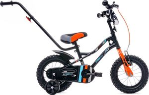 Sun Baby Rowerek dla chłopca 12 cali Tiger Bike z pchaczem czarno - pomarańczow - turkusowy 1
