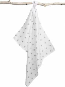 Sensillo PIELUCHA MUŚLINOWA 70X80 CM GWIAZDKI SZARE 093 / 3677 2