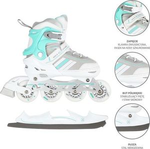 Rolki Nils Extreme NH18191 z wymienną płozą regulowane białe r. 34-38 3