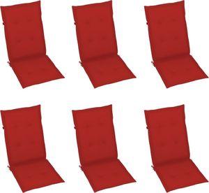 vidaXL Poduszki na krzesła ogrodowe, 6 szt., czerwone, 120x50x4 cm 1
