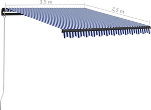 vidaXL Ręcznie zwijana markiza, 350 x 250 cm, niebiesko-biała 6