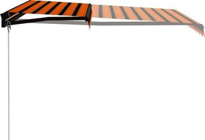vidaXL Ręcznie zwijana markiza z LED 350x250 cm, pomarańczowo-brązowa 4