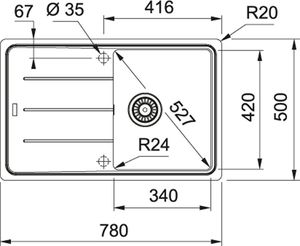 Zlewozmywak Franke Basis BFG 611 Fragranit+ kamienny szary + bateria Lina XL kamienny szary + noże Victorinox 4