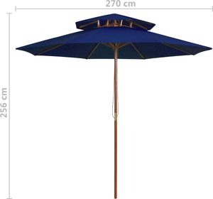 vidaXL Parasol ogrodowy z dwupoziomową czaszą niebieski 270 cm 6